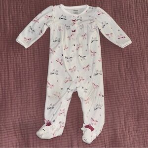 Carter's Pink and White Floral Footed One Piece